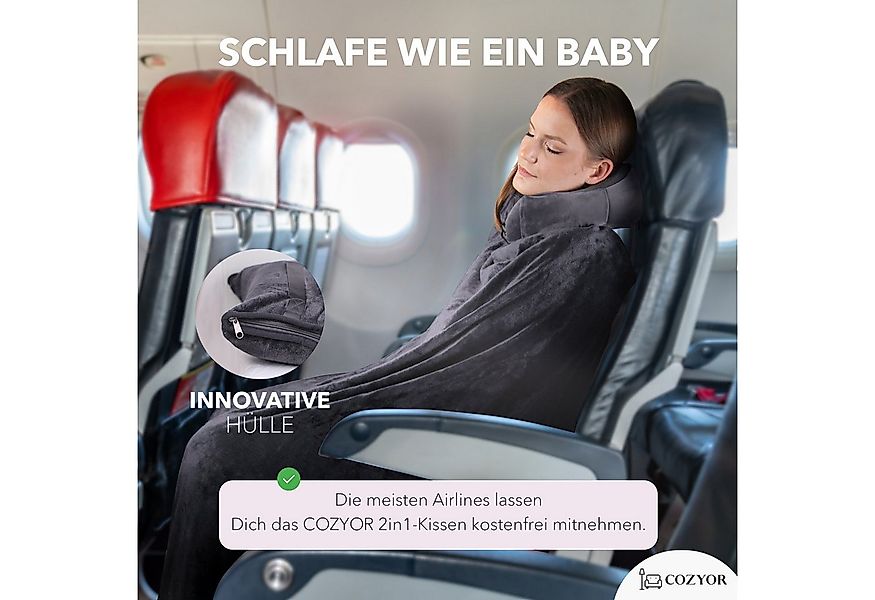 Cozyor Reisekissen und Reisedecke 2 in 1, Reiseset kuschelig weich + Rucksa günstig online kaufen