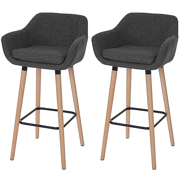 PROREGAL 2er-Set Barhocker Oslo Mit Lehne Sitzhöhe 79cm Textil Dunkelgrau B günstig online kaufen