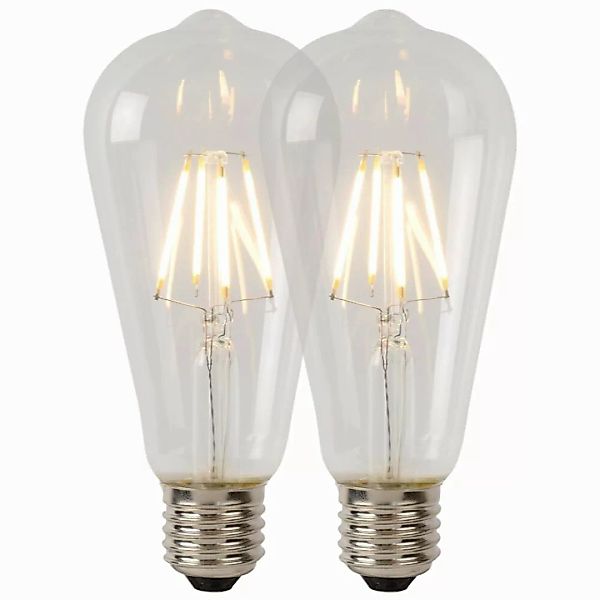 LED Leuchtmittel E27 - ST64 in Transparent 7W 1300lm dimmbar Doppelpack günstig online kaufen