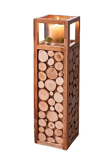 Dekoleidenschaft Bodenwindlicht "Holzscheiben", Windlichtsäule, Holz Dekosä günstig online kaufen