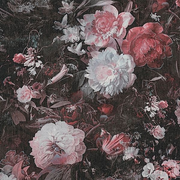 PROFHOME 388214-GU Blumen Tapete Floral schimmernd Schwarz Rosa Silber 0,53 günstig online kaufen