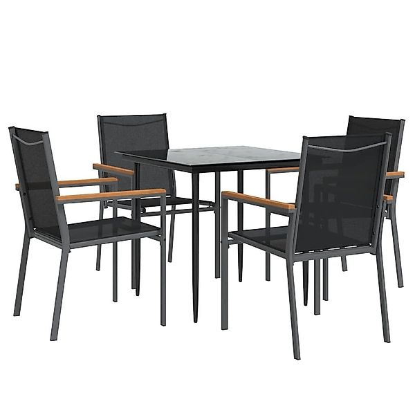 vidaXL Garten-Essgruppe 5-tlg. Garten-Essgruppe Schwarz Textilene günstig online kaufen