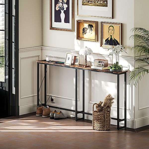 HOMCOM Konsolentisch, Flurtisch mit Integrierte Ladestation, Stahlbeine, Sc günstig online kaufen
