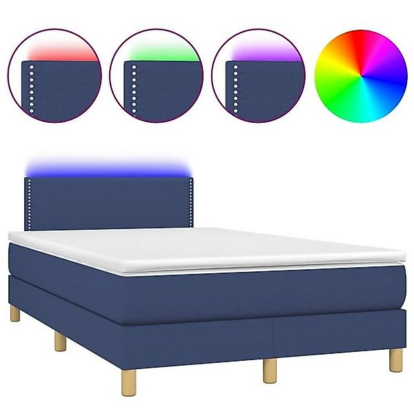 vidaXL Boxspringbett Boxspringbett mit Matratze LED Blau 120x200 cm Stoff B günstig online kaufen