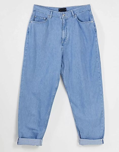 ASOS DESIGN – Leichte, locker geschnittene Peg-Jeans mit hohem Bund in mitt günstig online kaufen
