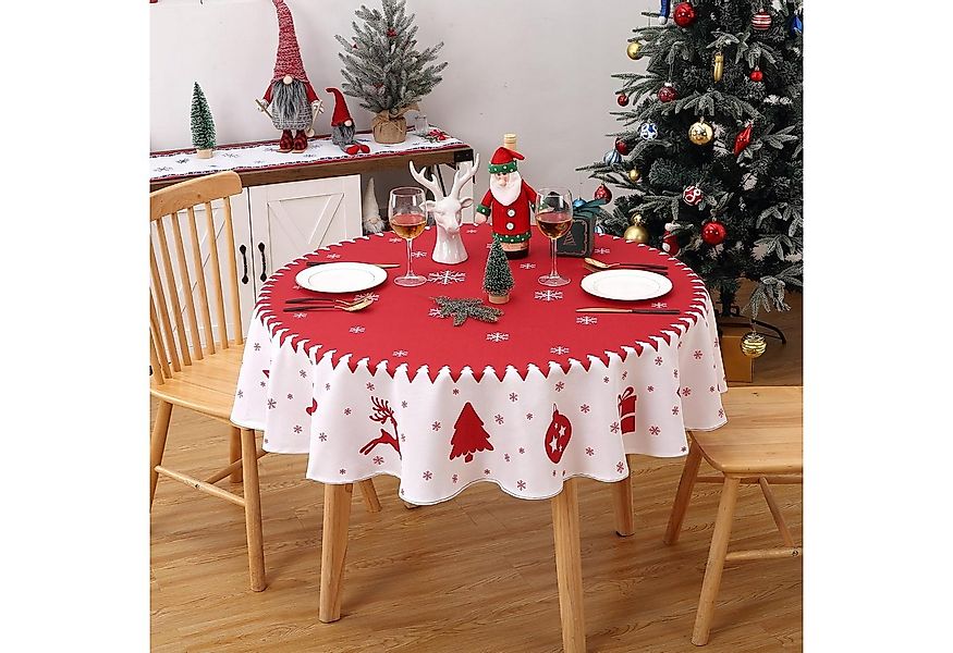 GarveeMore Tischdecke Rund 152cm,Weihnachten Dekoration für Esszimmer, Schn günstig online kaufen