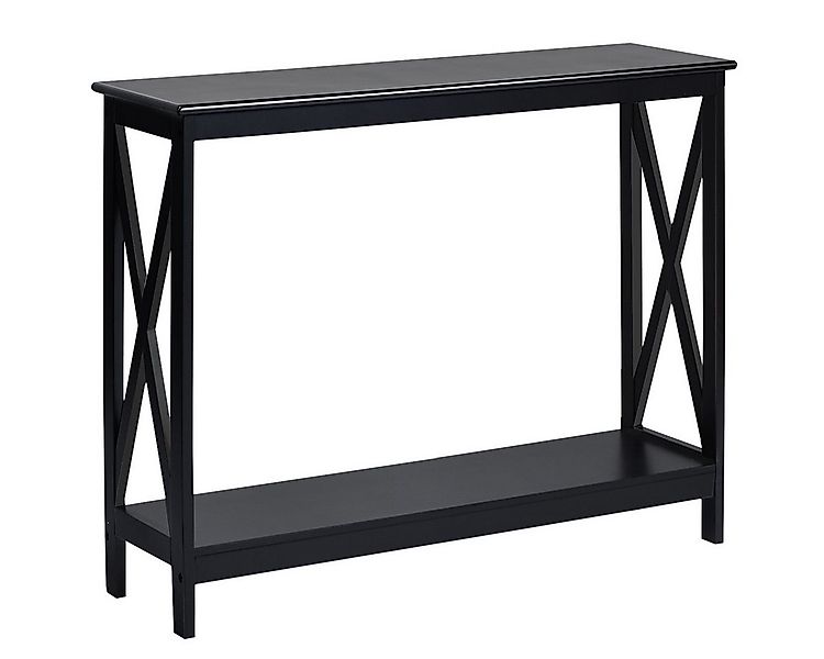 COSTWAY Konsolentisch, 2 Ebene mit Ablage, X-förmig, aus Holz, 100x30x80cm günstig online kaufen