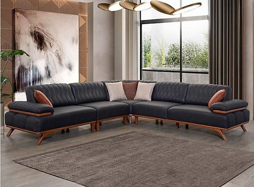 Xlmoebel Ecksofa Designer-Luxus-Ecksofa in Schwarz, L-Form für das Wohnzimm günstig online kaufen