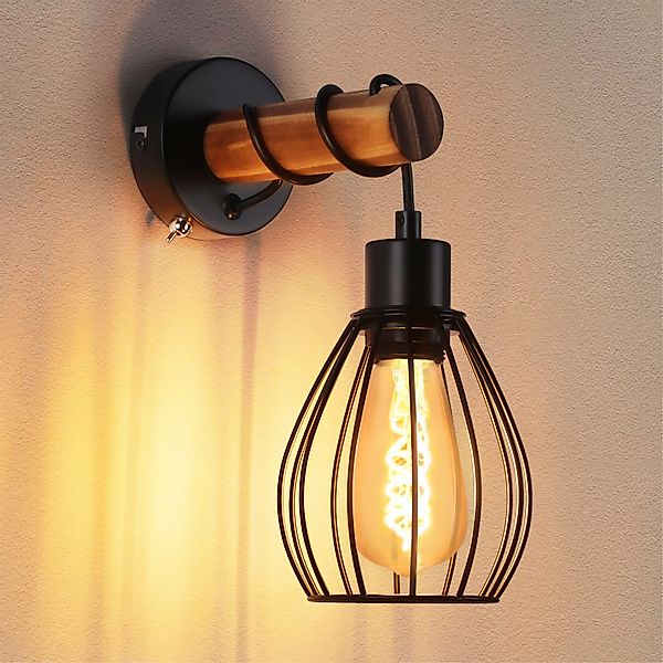 Nettlife Wandleuchte Holz Vintage E27 Innen günstig online kaufen