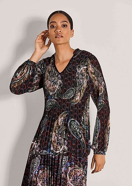 MADELEINE Langarmbluse Elegante Chiffon-Tunika mit V-Ausschnitt Plissierte günstig online kaufen