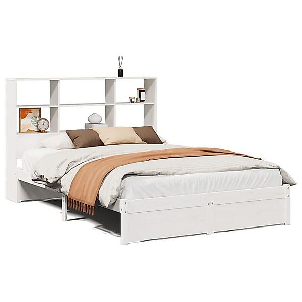vidaXL Bett, Massivholzbett mit Regal ohne Matratze Weiß 140x200 cm Kiefer günstig online kaufen