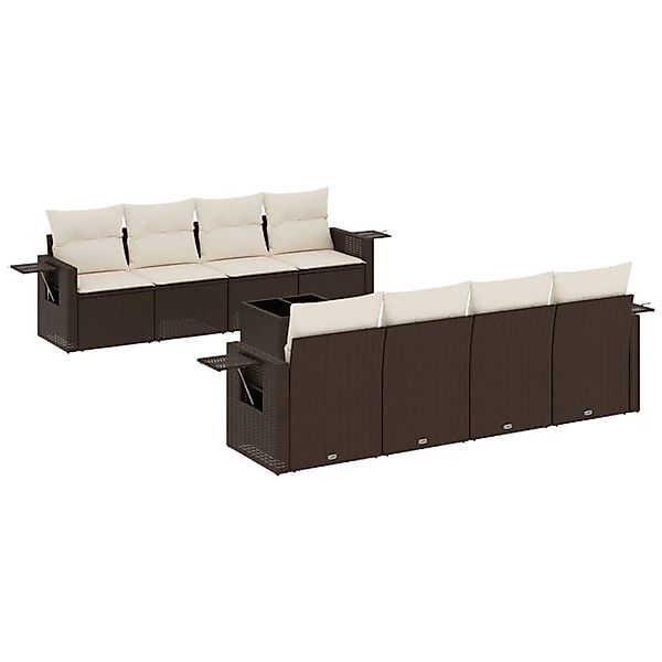 vidaXL 9-Tlg Garten-Sofagarnitur mit Kissen Braun Poly Rattan 3219952 günstig online kaufen