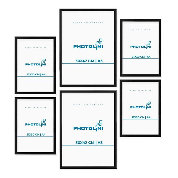PHOTOLINI Bilderrahmen 6er Set Modern Schmal günstig online kaufen