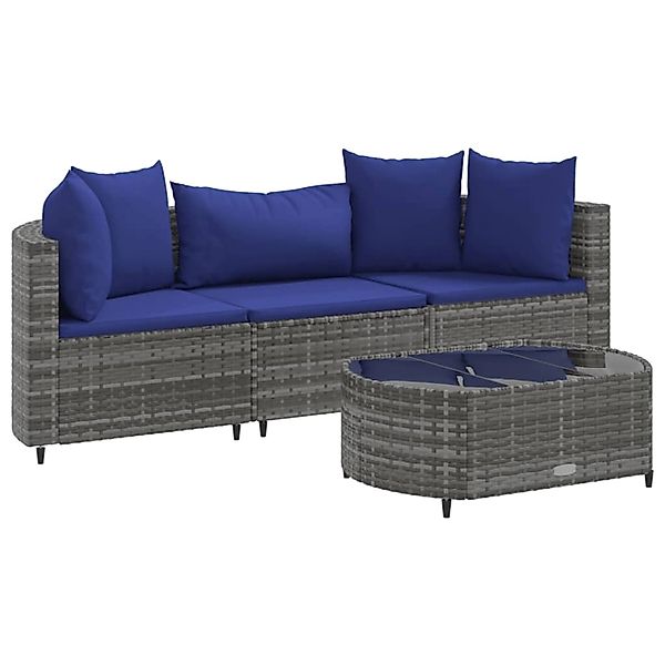 vidaXL Gartenlounge-Set 4-tlg. Garten-Sofagarnitur mit Kissen günstig online kaufen