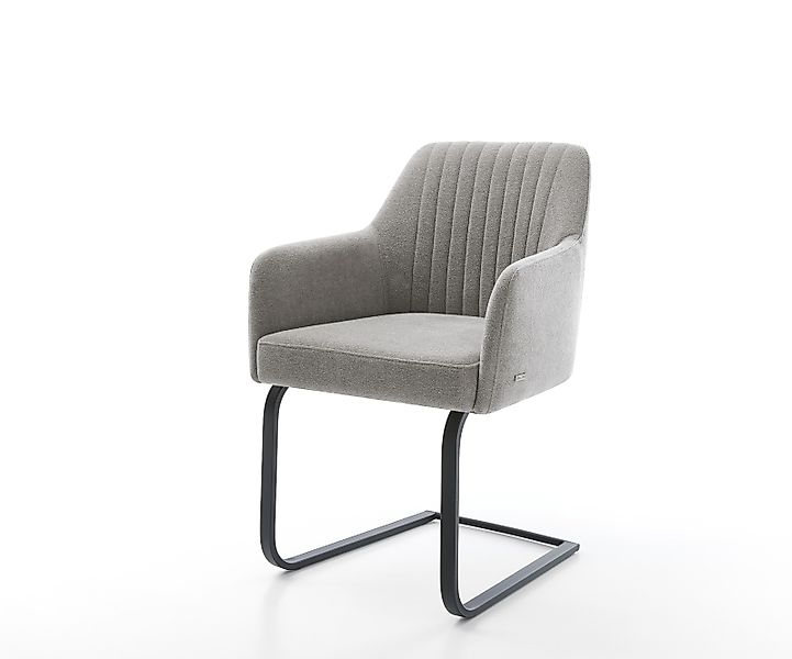 Freischwinger Greg-Flex Strukturstoff Soft Grau Freischwinger flach Schwarz günstig online kaufen