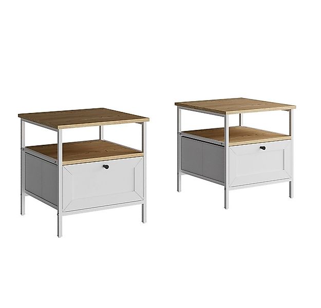 Vicco Nachtschrank Lunis, Weiß, 45 x 47 cm 2er Set günstig online kaufen