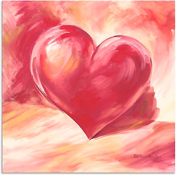 Artland Wandbild "Rosa/rotes Herz", Herzen, (1 St.), als Alubild, Outdoorbi günstig online kaufen