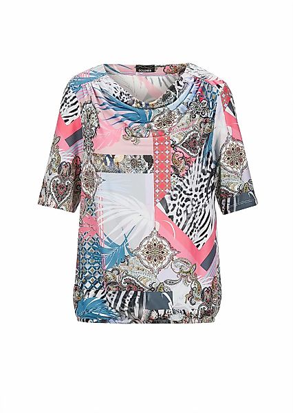 GOLDNER Print-Shirt "Kurzgröße Elegantes Oberteil mit Wasserfallausschnitt" günstig online kaufen