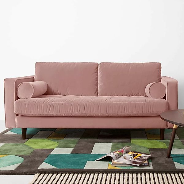 Scott grosses 2-Sitzer Sofa, Samt in Zartrosa - MADE.com günstig online kaufen
