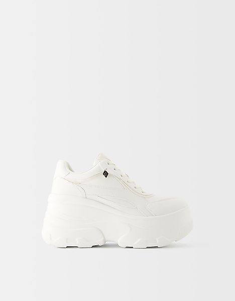 Bershka Xl-Plateau-Sneaker Damen 41 Weiss günstig online kaufen