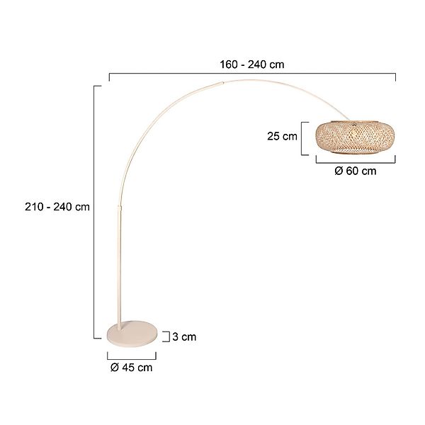 Bogenleuchte Sparkled Light, creme, Bambus, E27 günstig online kaufen