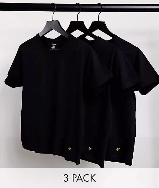 Lyle & Scott – Bodywear – 3er-Pack T-Shirts in Schwarz günstig online kaufen