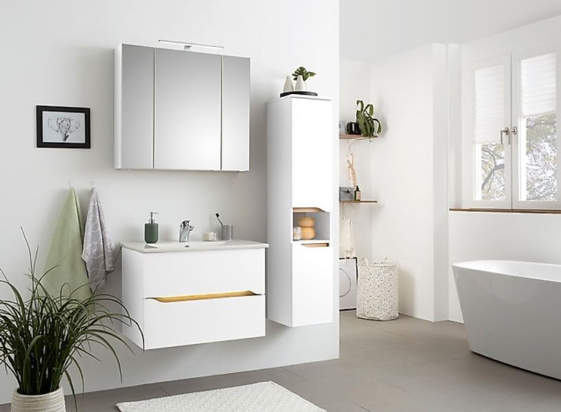 Saphir Badmöbel-Set »Quickset 3-teilig, Keramik-Waschtisch und LED-Spiegels günstig online kaufen
