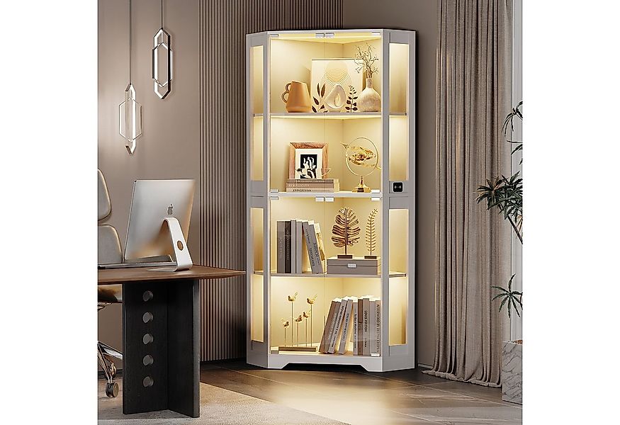 BROTTAR Glasvitrine Curio-Schrank, Eckvitrine, 4 Böden mit LED-Beleuchtung günstig online kaufen