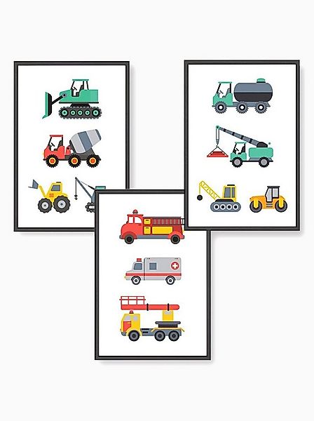 Himmelzucker Poster DIN A4 Wandbilder für Kinderzimmer Autos Baustelle Feue günstig online kaufen