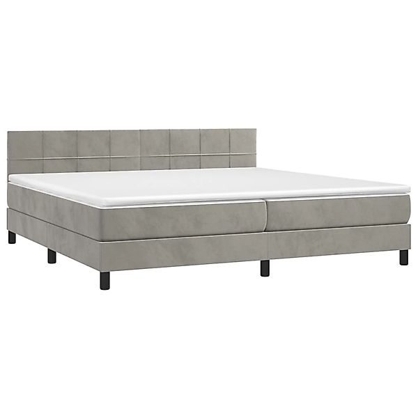 vidaXL Boxspringbett mit Matratze & LED Hellgrau 200x200 cm Samt 3134423 günstig online kaufen