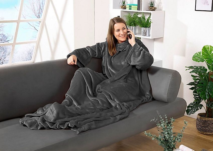 Wohndecke Kuscheldecke mit Ärmeln Super Soft Flanell Decke, heimtexland, Är günstig online kaufen