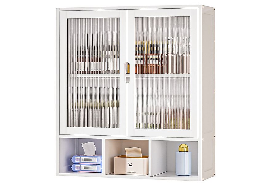 Yorbay Hängeschrank Bambus Badezimmerschrank (59x22x66 cm, Magnetverschluss günstig online kaufen