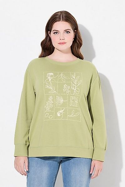 Ulla Popken Sweatshirt Sweatshirt Blütenmotiv Rundhals Langarm günstig online kaufen