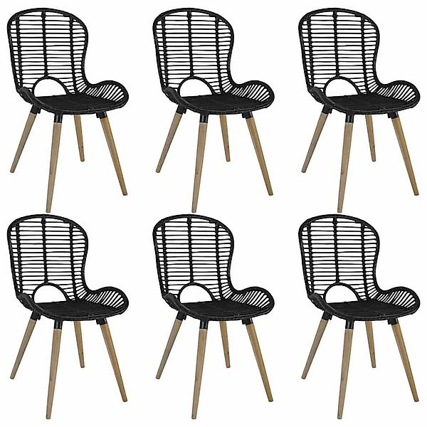 vidaXL Esszimmerstühle 6 Stk Natur Rattan Schwarz 275838 günstig online kaufen