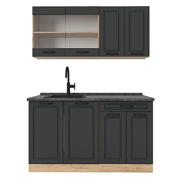 Vicco R-Line Singleküche Anthrazit Landhaus/Goldkraft Eiche 140 cm AP Anthr günstig online kaufen