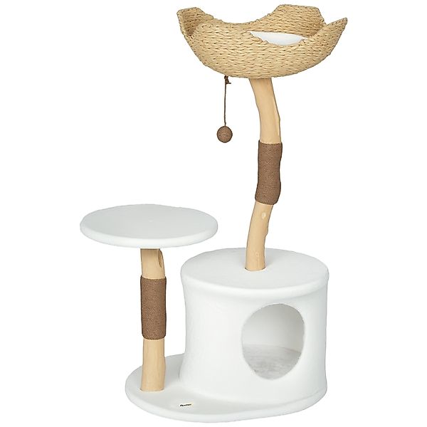 PawHut Kratzbaum Höhe 102 cm, Katzenspielzeugturmbaum mit Kratzbrettern, Pl günstig online kaufen