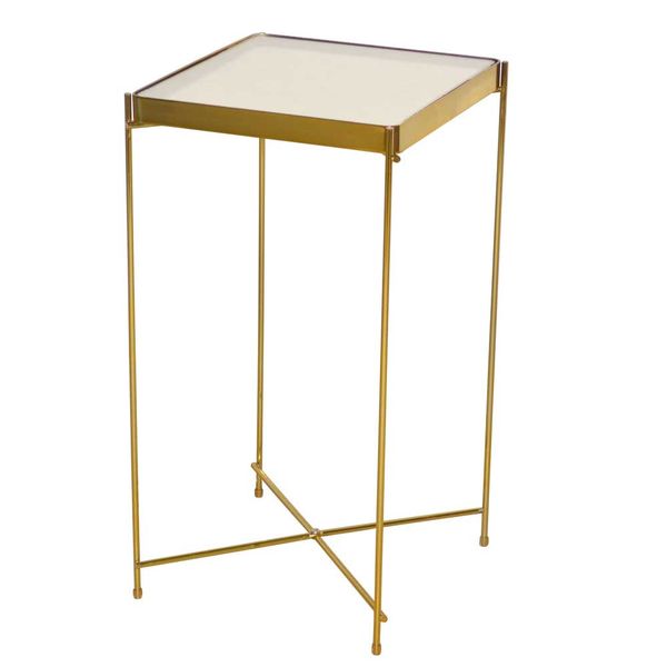 Beistelltisch Metall Glas in modernem Design quadratischer Tischplatte günstig online kaufen