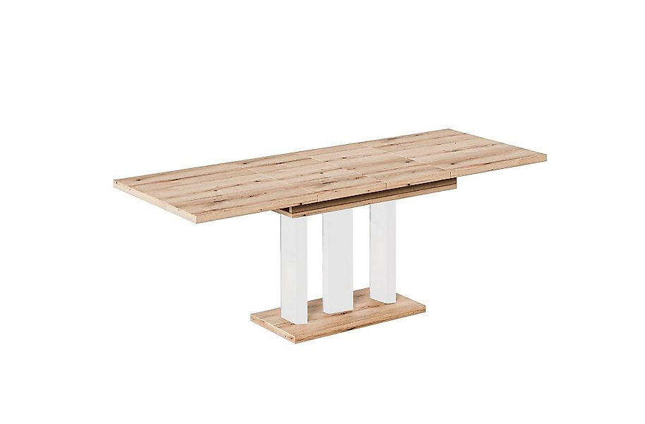 Endo-Moebel Säulen-Esstisch "Appia White" 130-210cm ausziehbar erweiterbar, günstig online kaufen