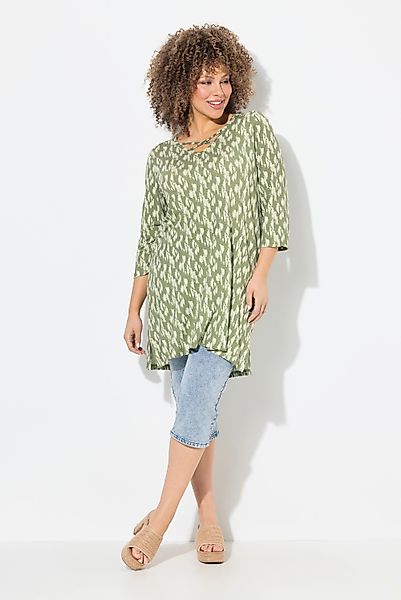 Ulla Popken Longshirt Longshirt A-Linie Zierbänder günstig online kaufen
