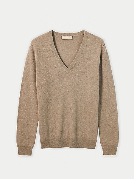 GOBI Cashmere V-Ausschnitt-Pullover Naturfarbe Basic V-Ausschnitt günstig online kaufen