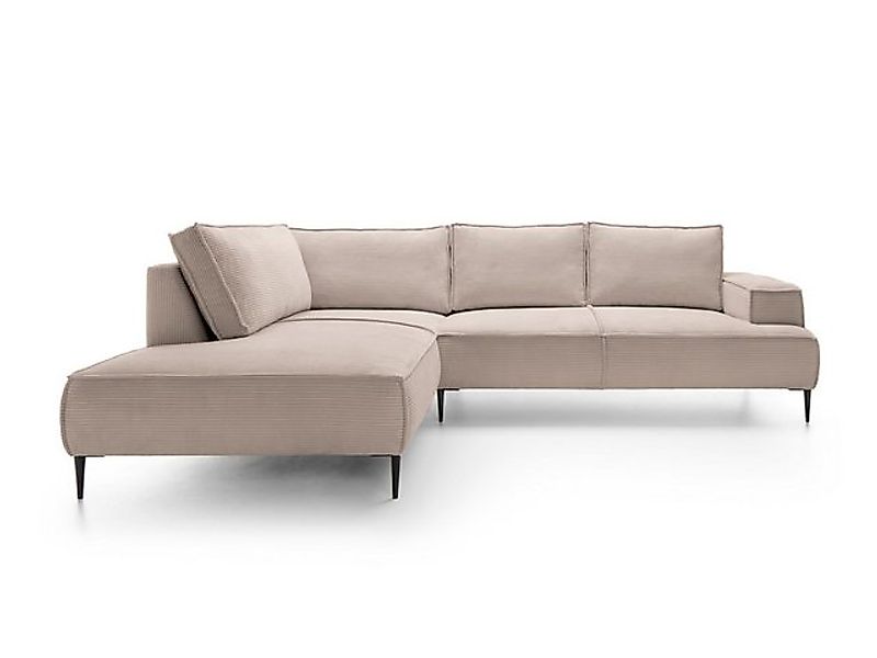 Goldstoff Ecksofa Cord VESPA L Beige – großes Wohnlandschaft Sofa L-Form, G günstig online kaufen