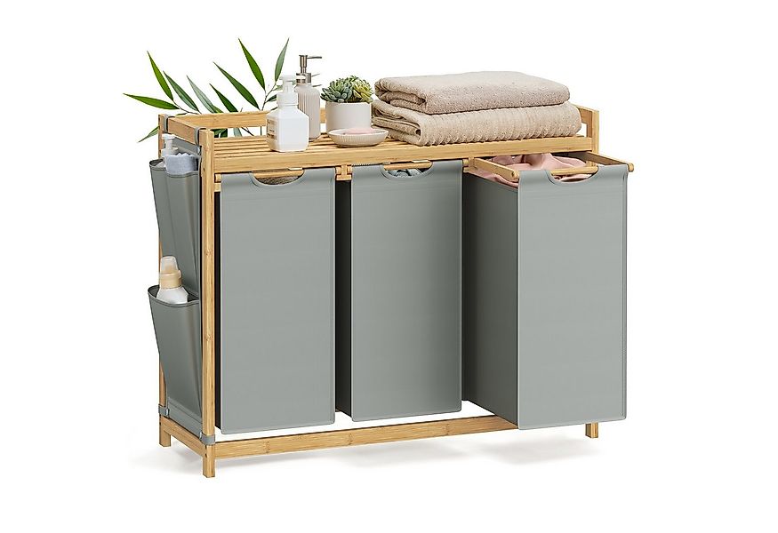 SONGMICS Wäschekorb, 2/3/4 Fächer, Bambus, Wäschesammler 100/150/200 L, Wäs günstig online kaufen