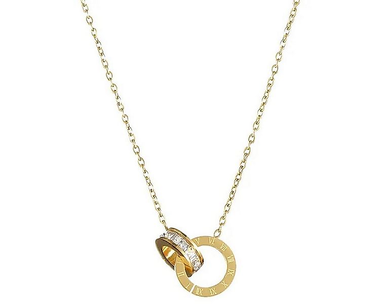 KARMA Kette mit Anhänger Damen Edelstahl Gold 40 Kette mit Doppelring Anhän günstig online kaufen