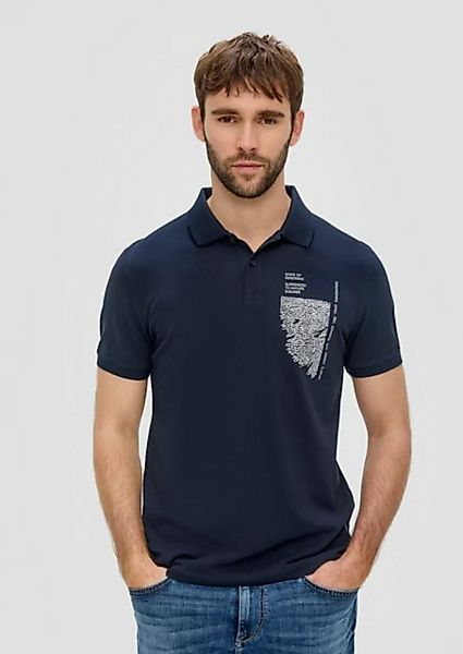 s.Oliver Kurzarmshirt Poloshirt mit Grafik-Print Kontrast-Details günstig online kaufen