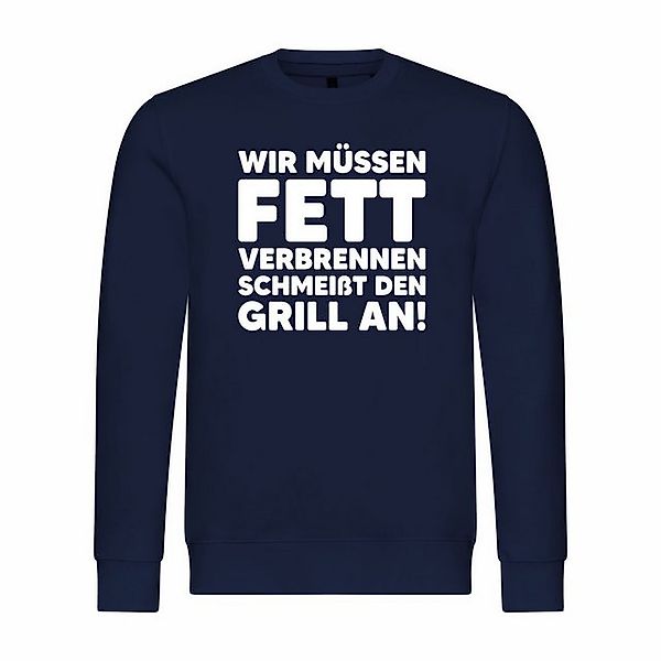 deinshirt Rundhalspullover Herren Pullover Wir müssen Fett verbrennen schme günstig online kaufen