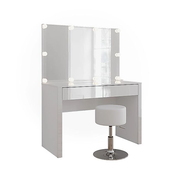 Vicco Schminktisch Annabelle Weiß Hochglanz/Weiß 110 cm mit LED-Beleuchtung günstig online kaufen