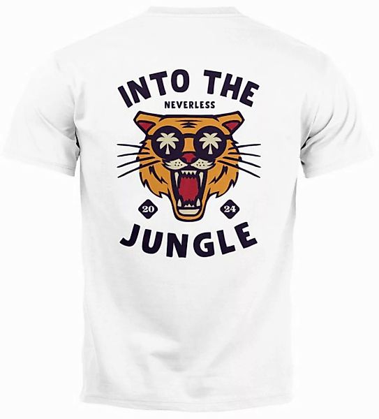 Neverless Print-Shirt Herren T-Shirt Backprint Tiger Spruch Into the Jungle günstig online kaufen