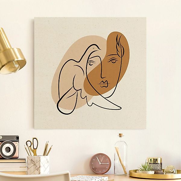 Leinwandbild auf Naturcanvas Picasso Interpretation - Dame mit Taube günstig online kaufen