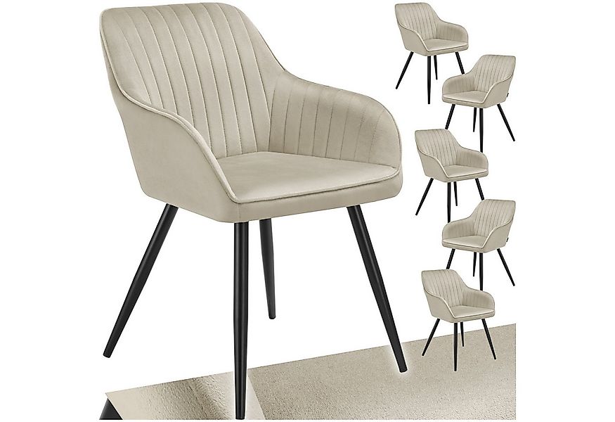 tectake Esszimmerstuhl Stuhl Marilyn, Samtoptik, gesteppt (Set, 6 St), Extr günstig online kaufen
