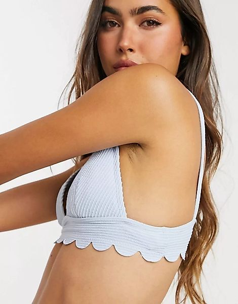 Topshop – Hellblaues Triangel-Bikinioberteil mit rundgezacktem Design günstig online kaufen